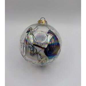 Iridescent Crystal Glass Christmas Ornament Nativity Sentiment Holy Night